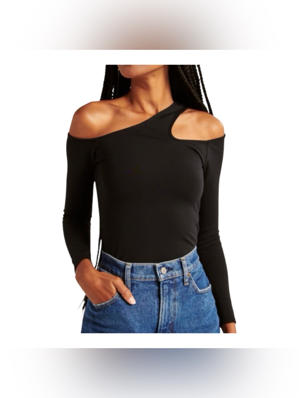 Abercrombie & Fitch Asymmetrical Cold Shoulder Cutout Top Black Medium